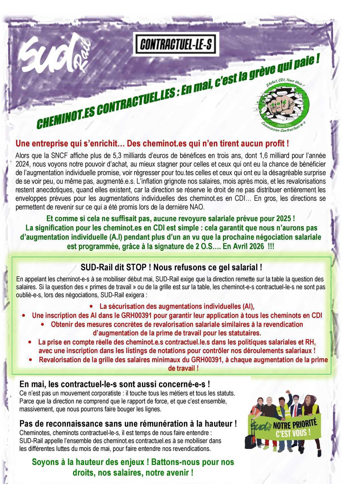 SUD-Rail // Cheminots contractuels : en Mai, c'est la grève qui paie !