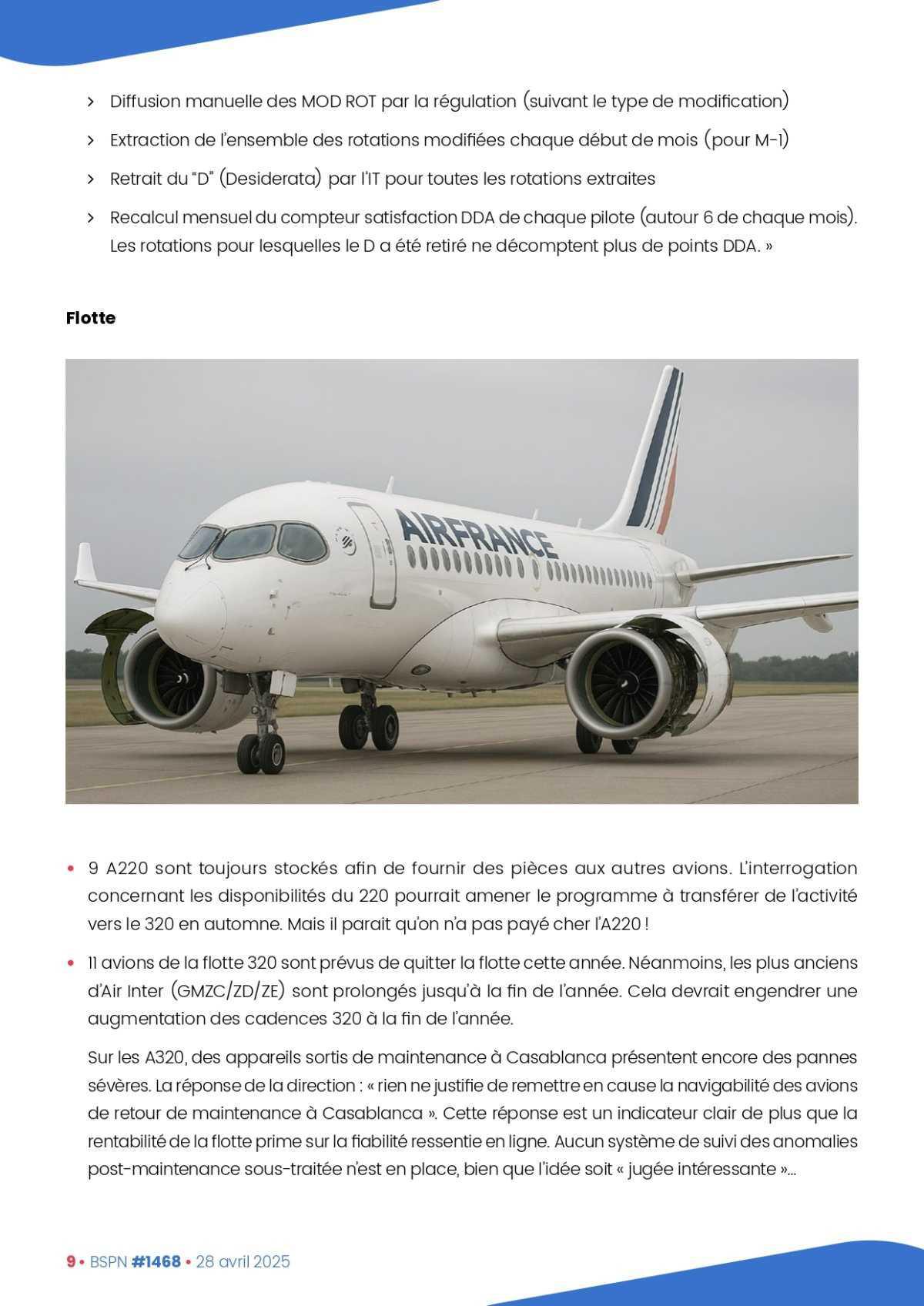 ALTER // Bulletin Syndical du Personnel Naviguant # 1468 du 28 avril 2025