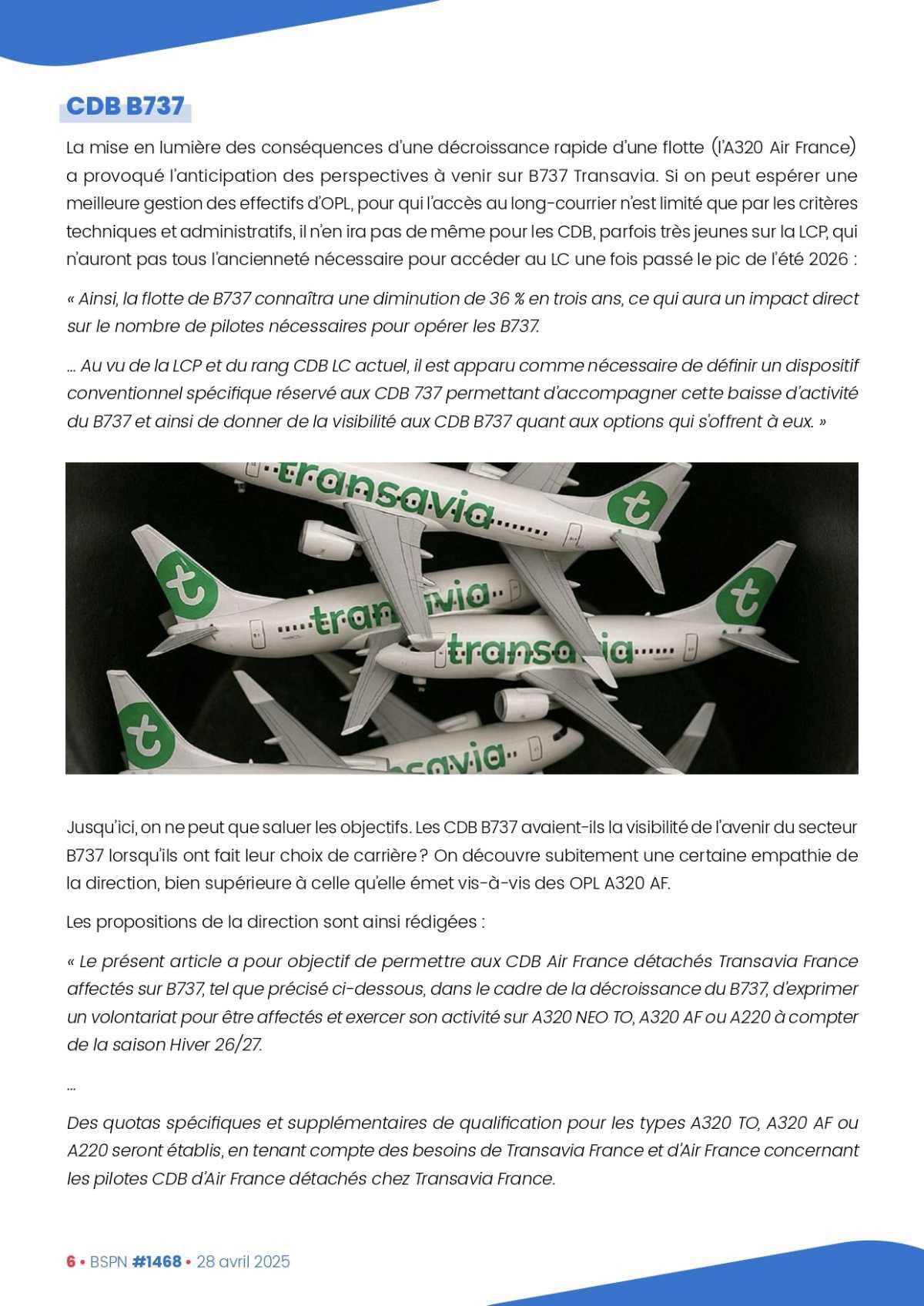 ALTER // Bulletin Syndical du Personnel Naviguant # 1468 du 28 avril 2025