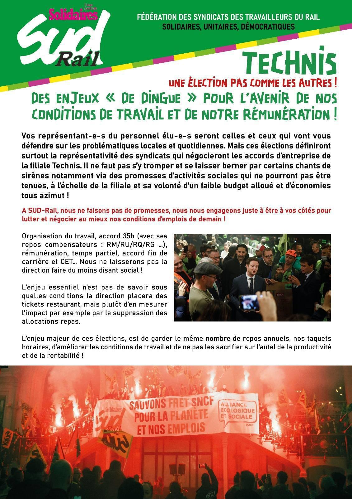 Élections CSE à TECHNIS : votez pour les candidats de la liste SUD-Rail !