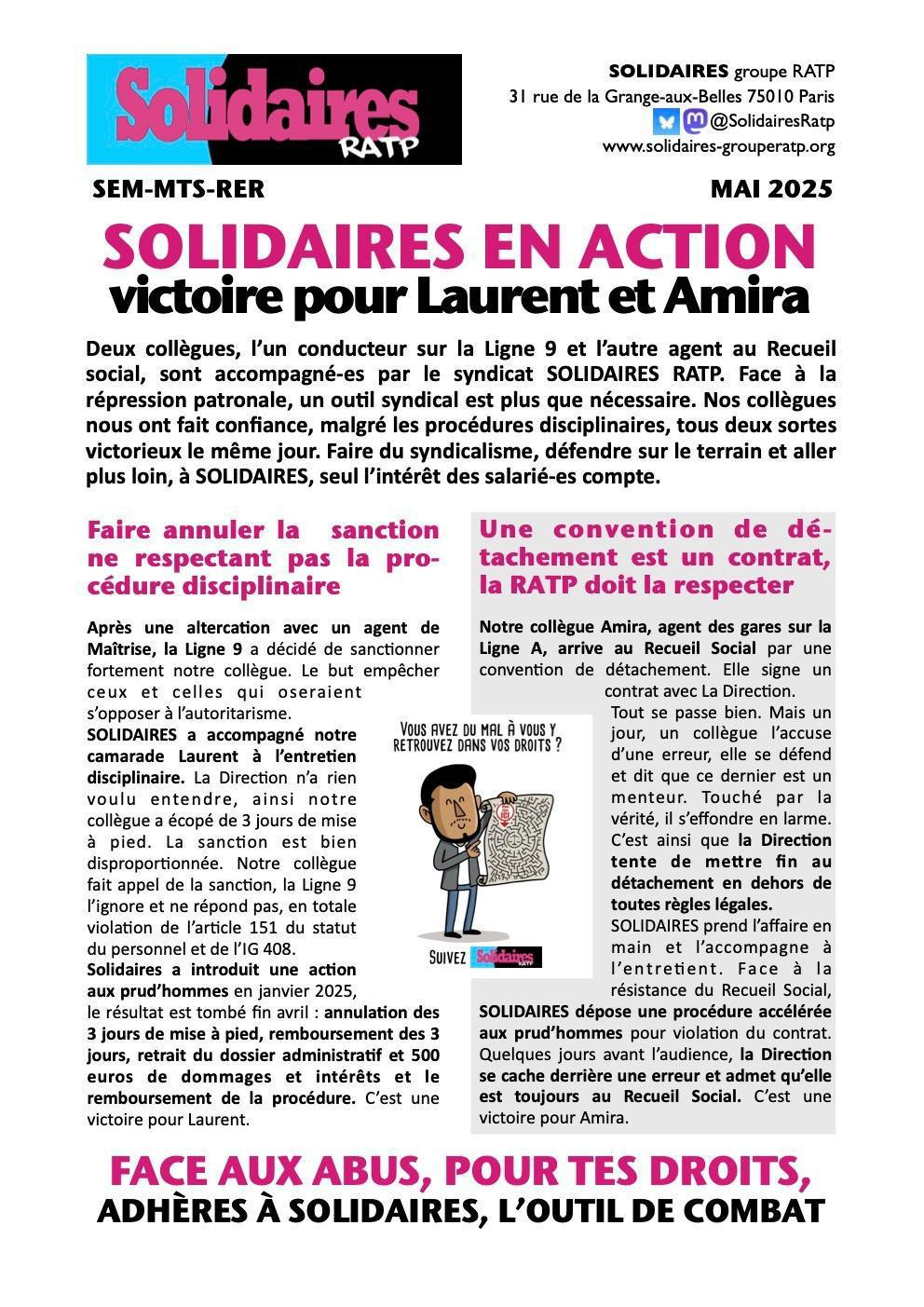 Solidaires RATP en action : Victoire pour Laurent et Samira