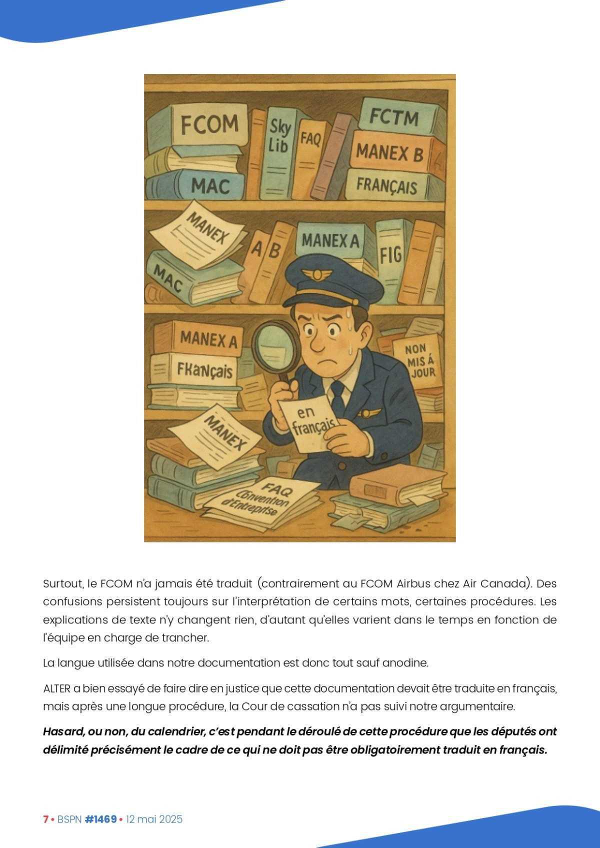 ALTER // Bulletin Syndical du Personnel Naviguant # 1469 du 12 mai 2025