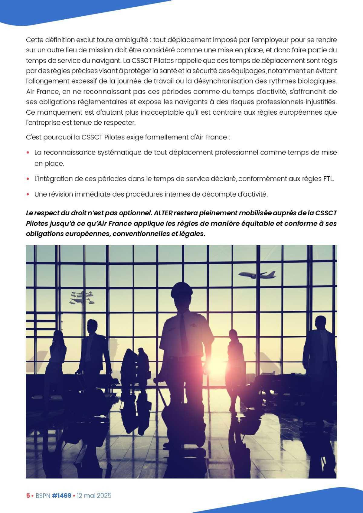 ALTER // Bulletin Syndical du Personnel Naviguant # 1469 du 12 mai 2025