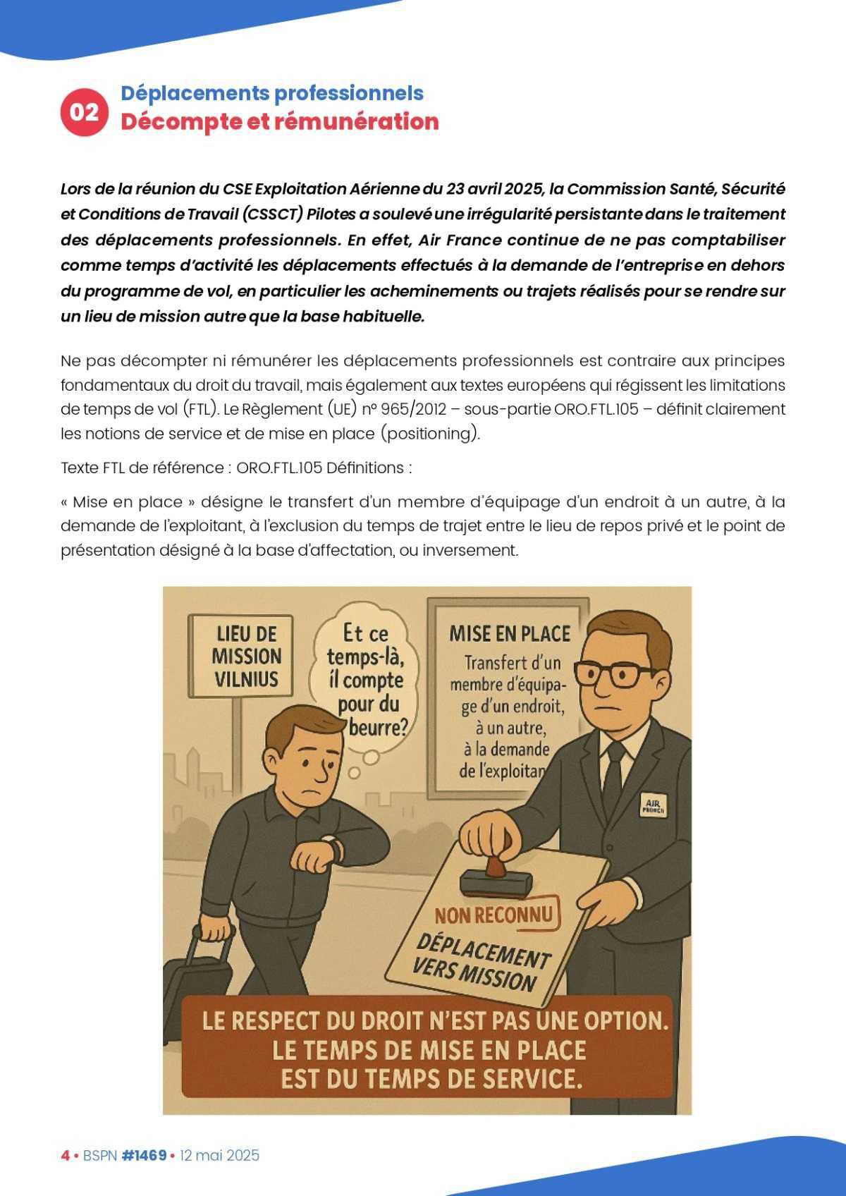 ALTER // Bulletin Syndical du Personnel Naviguant # 1469 du 12 mai 2025