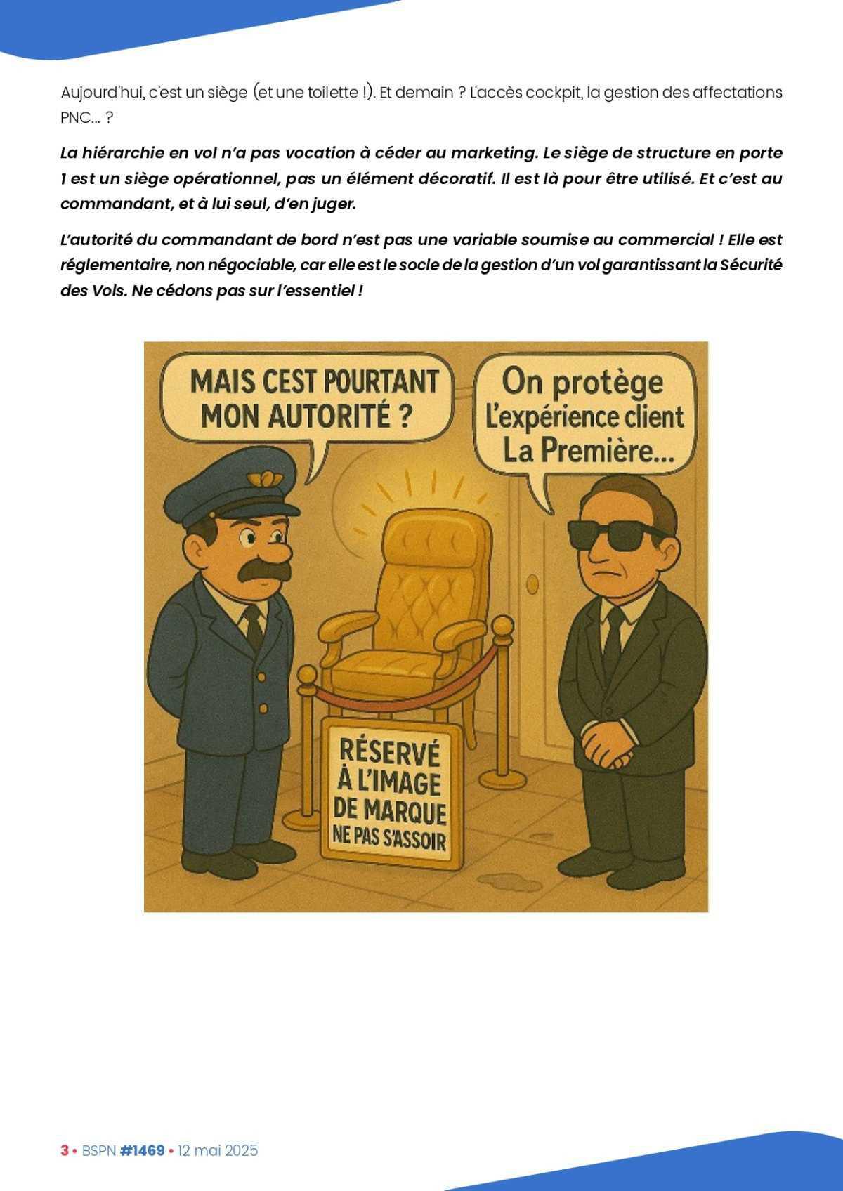 ALTER // Bulletin Syndical du Personnel Naviguant # 1469 du 12 mai 2025