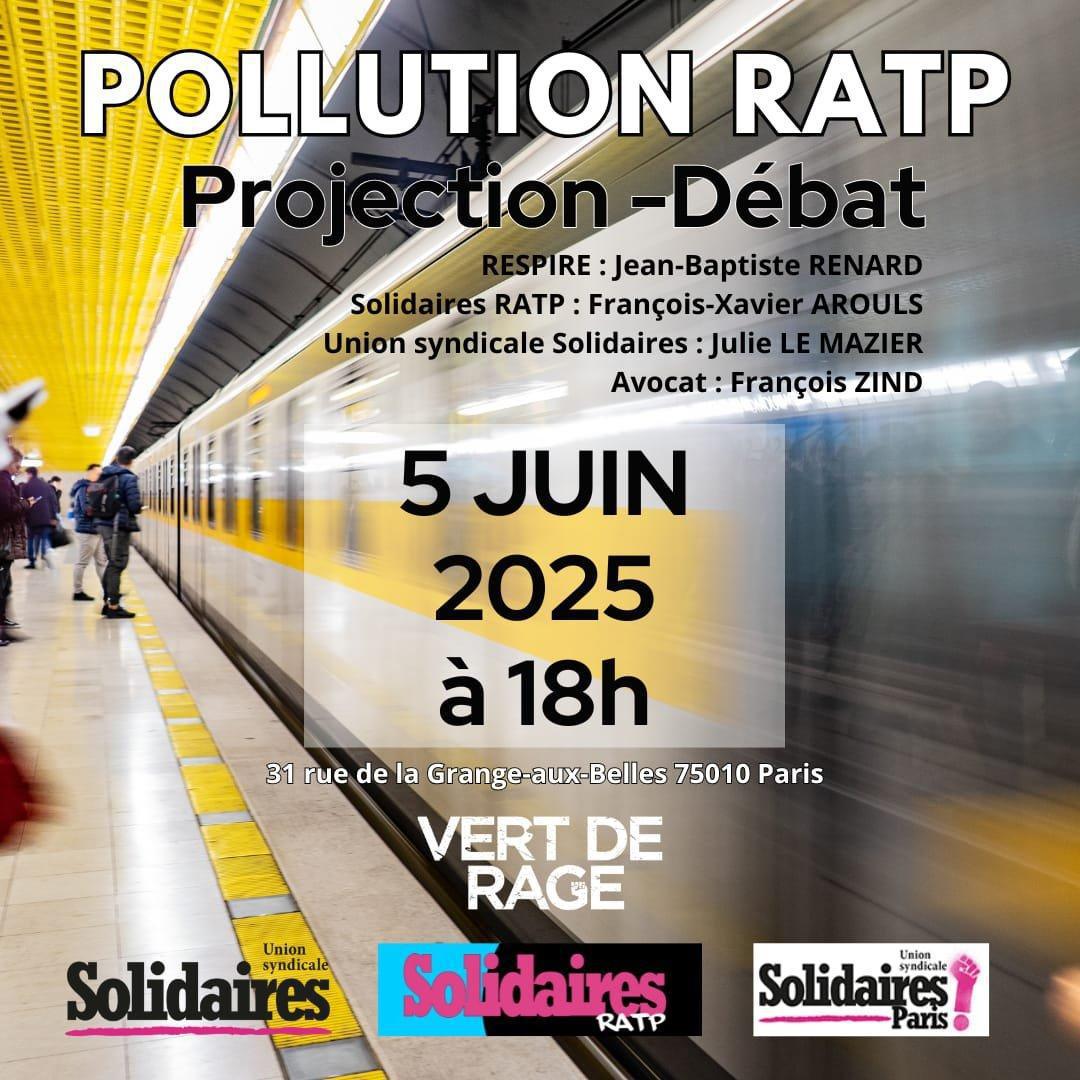 Projection/ Débat le 5 juin à Paris sur la pollution dans le réseau RATP