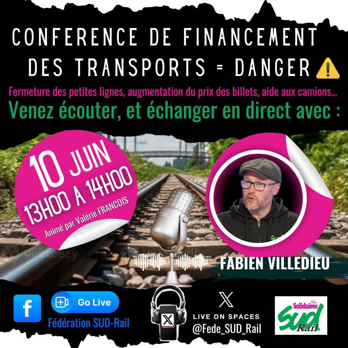 Live 10 juin 13h00 // Conférence de financement des transports = danger 