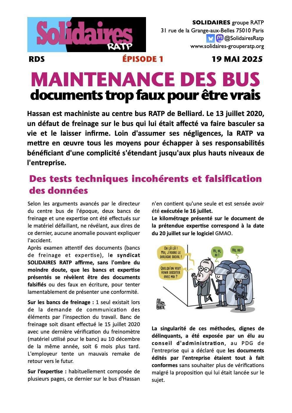 Solidaires RATP // Maintenance des bus, trop faux pour être vrais
