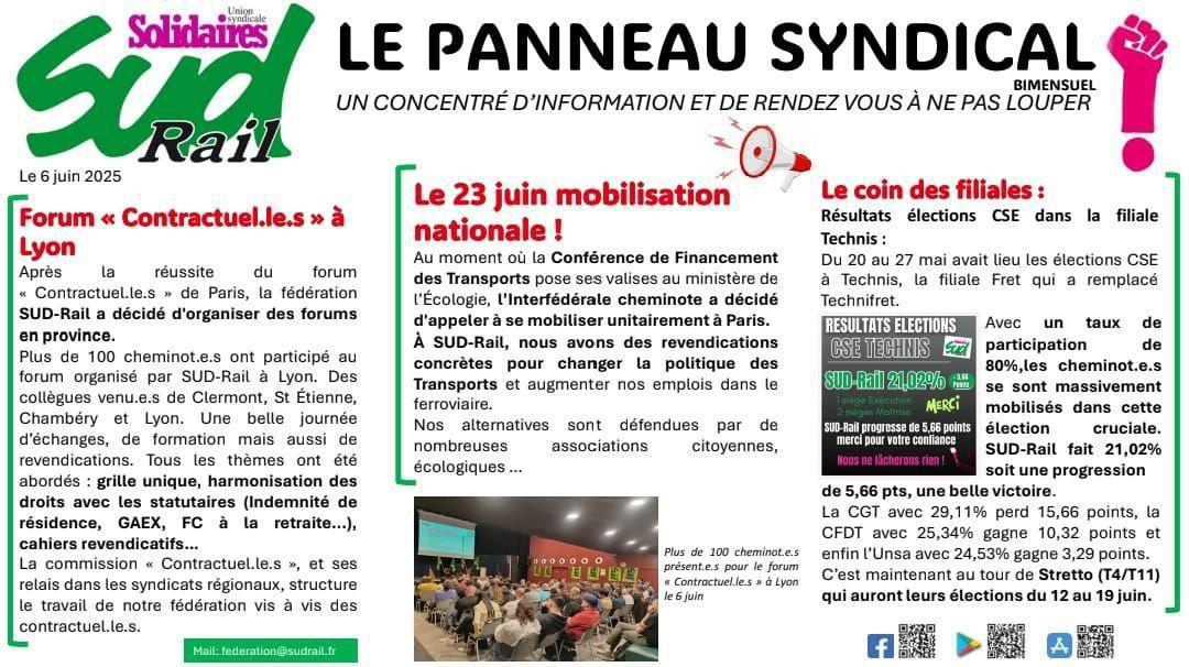 SUD-Rail // Le panneau syndical du 6 juin 2025