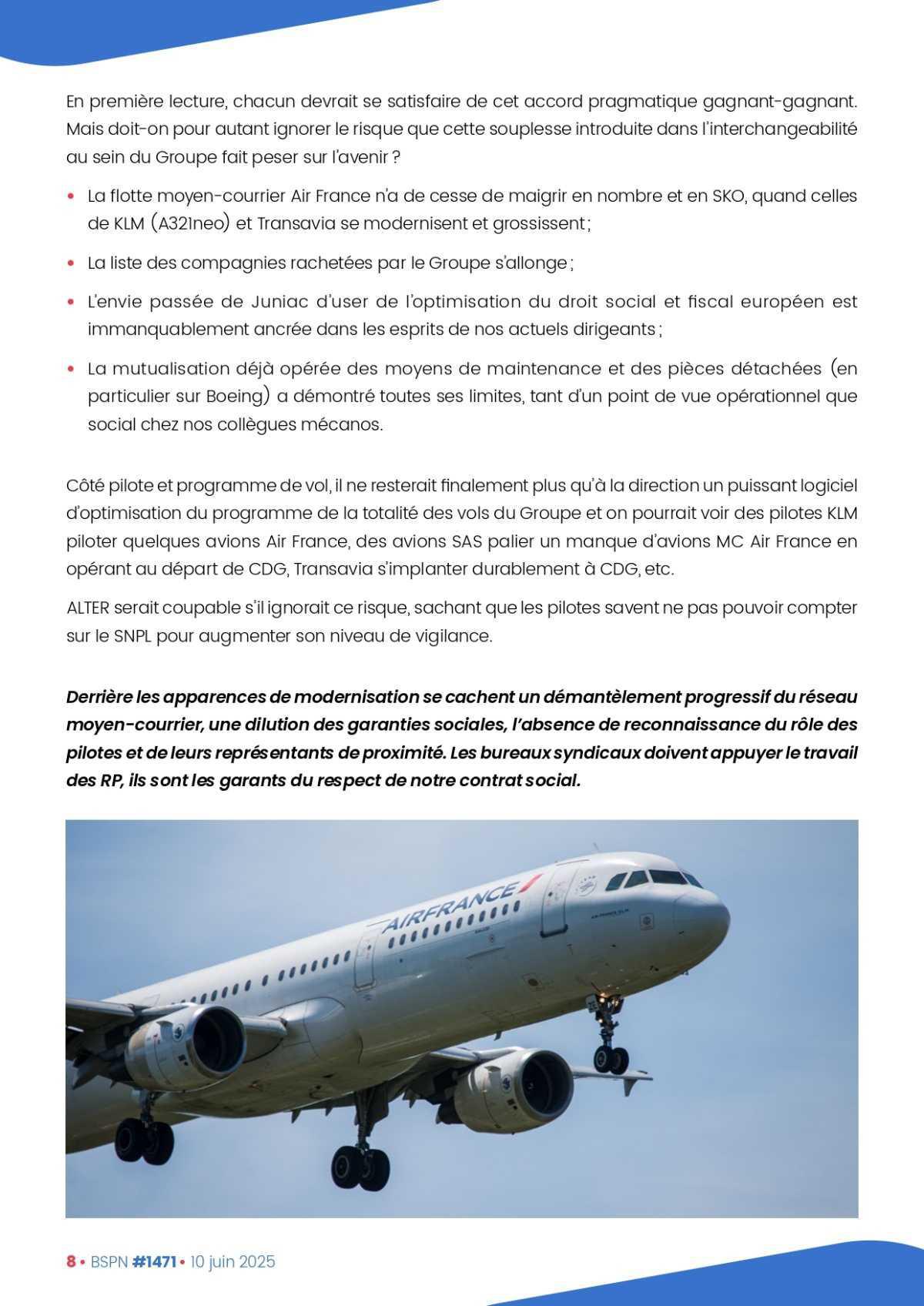 ALTER // Bulletin Syndical du Personnel Naviguant du 11 juin 2025