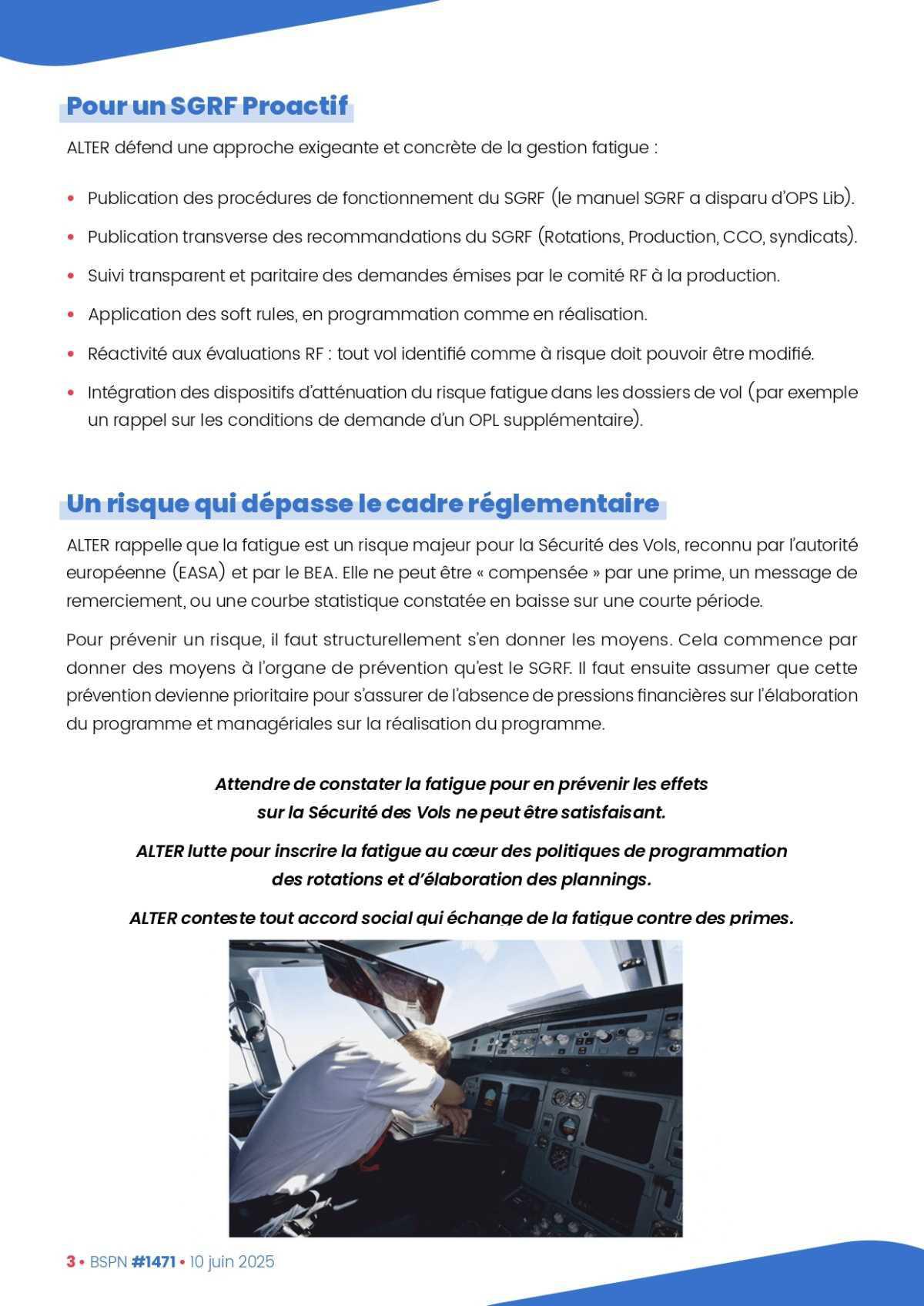 ALTER // Bulletin Syndical du Personnel Naviguant du 11 juin 2025
