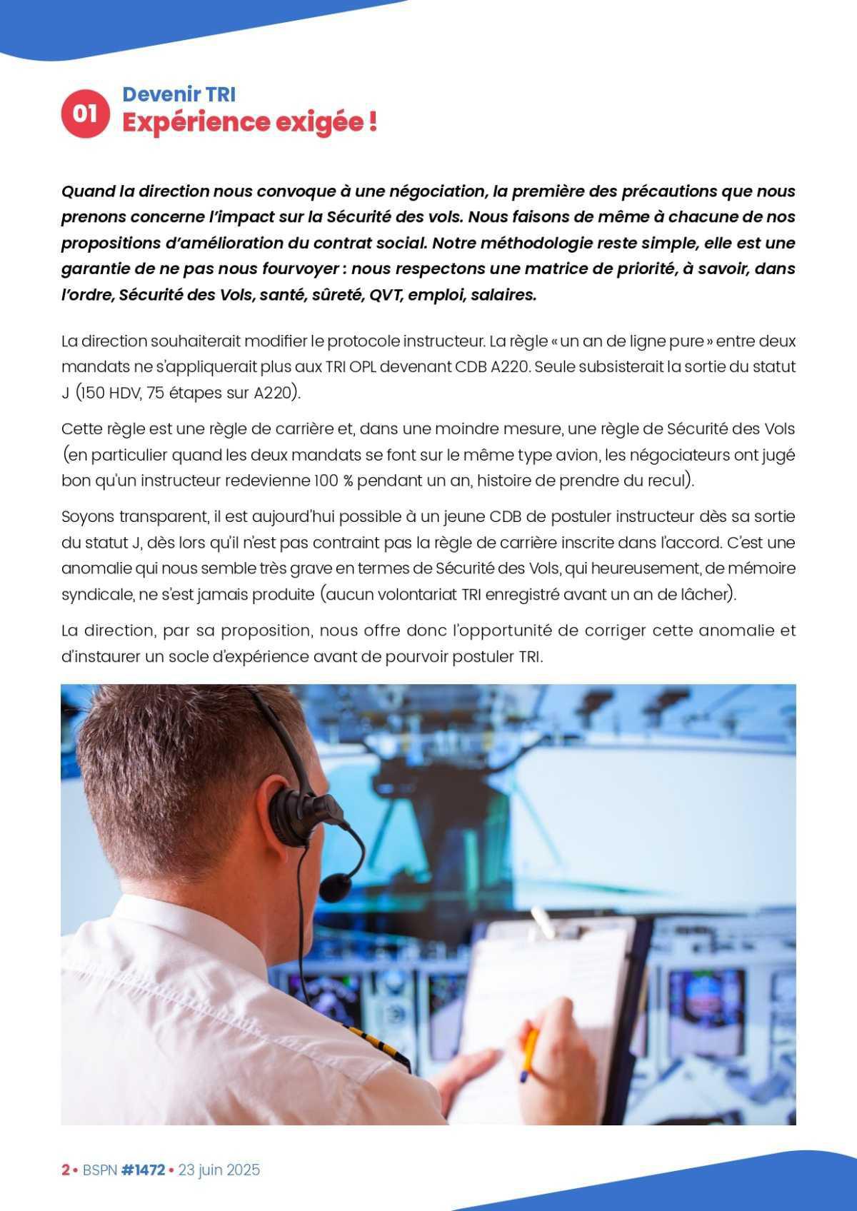 ALTER // Bulletin Syndical du Personnel Naviguant # 1472 du 23 juin 2025