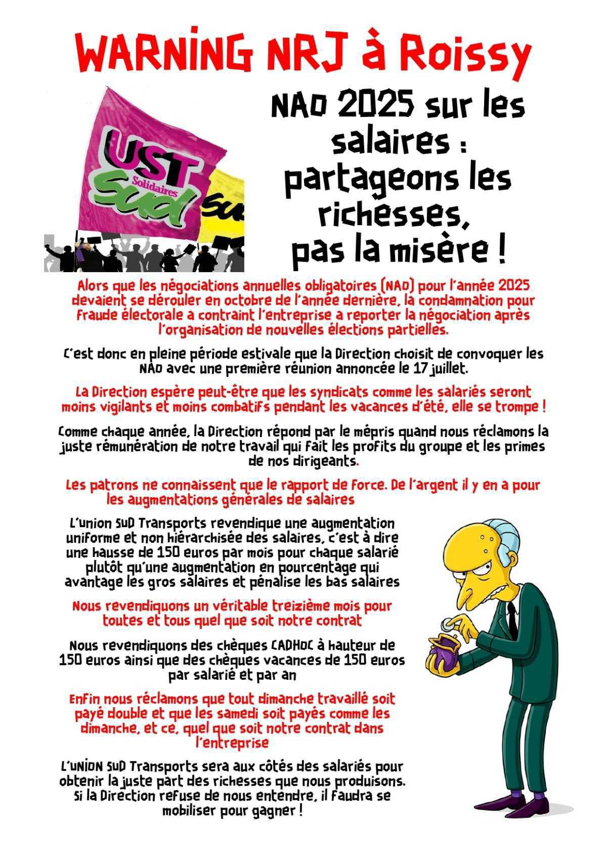 UST chez Warning NRJ à Roissy // Nos revendications aux NAO 2025