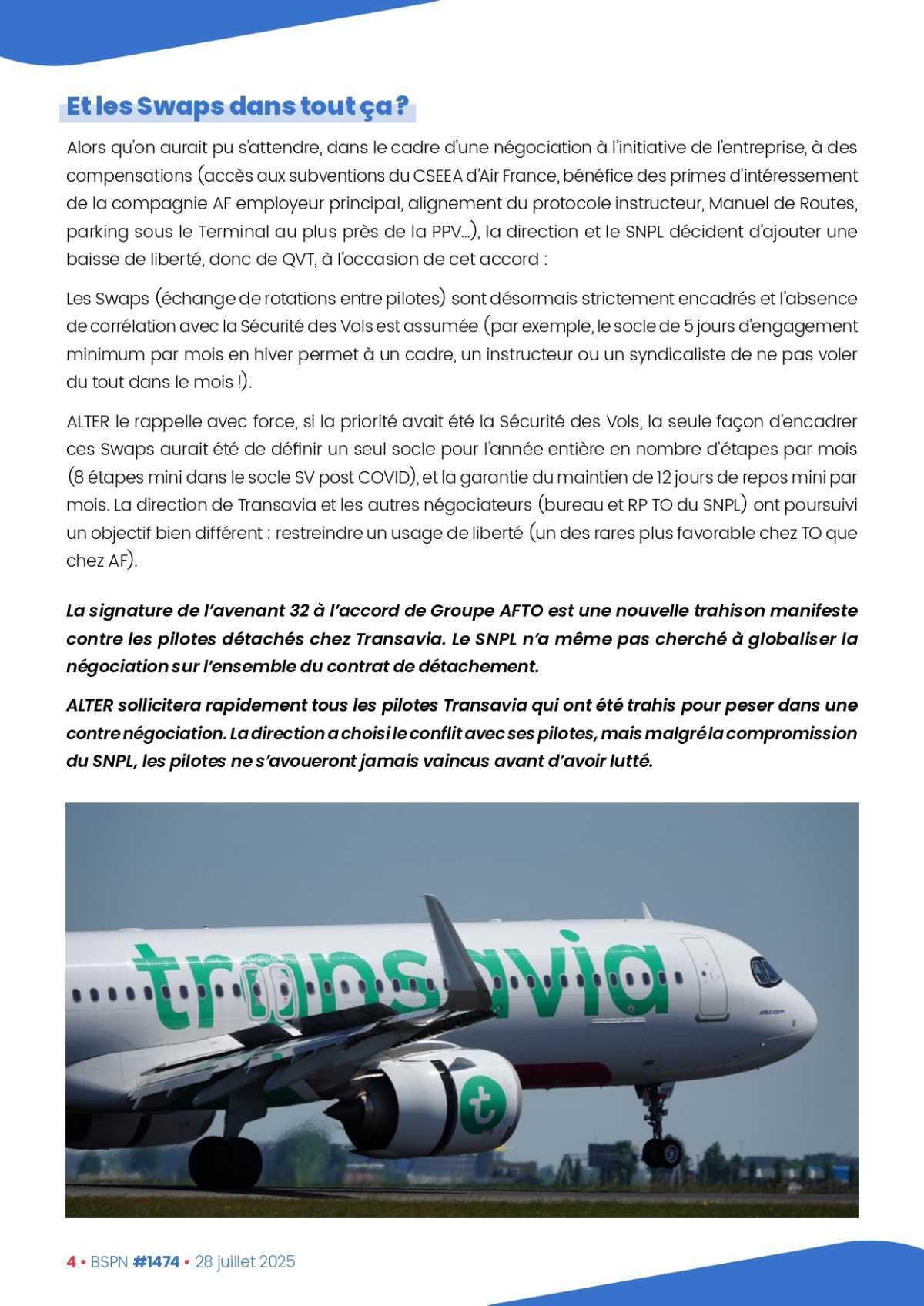 ALTER // Bulletin Syndical du Personnel Naviguant # 1474