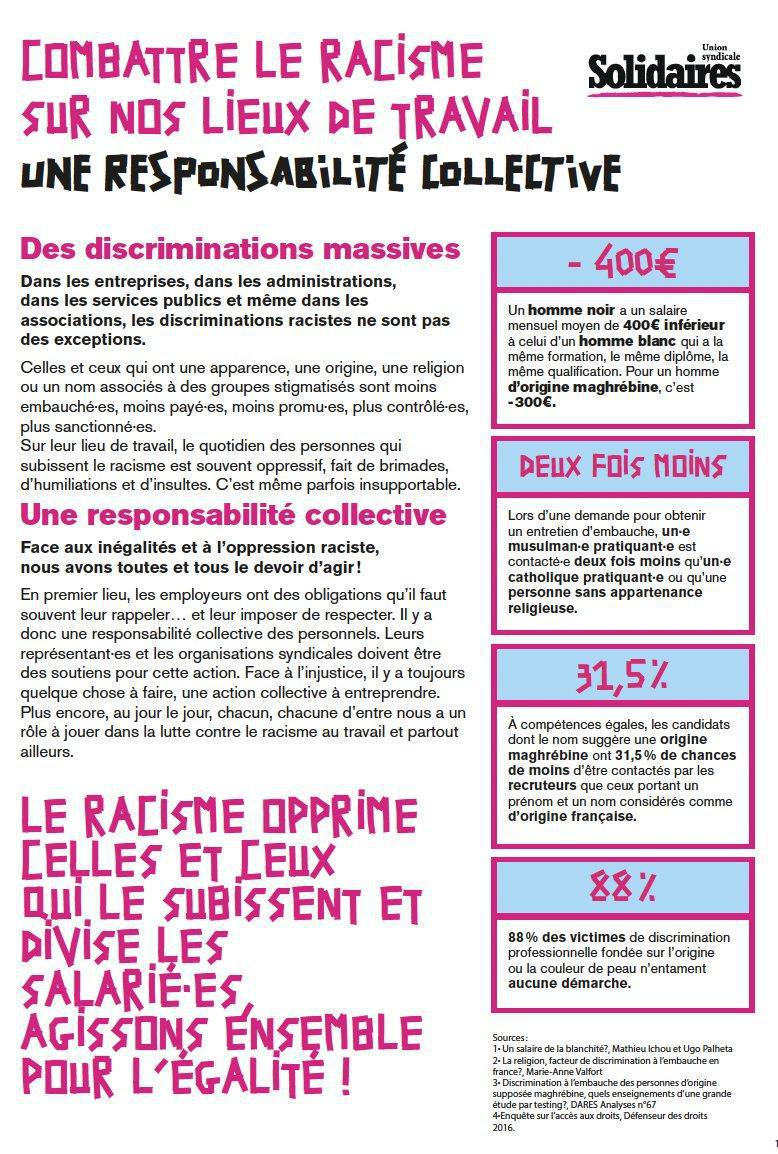 Combattre le racisme sur nos lieux de travail, une responsabilité collective