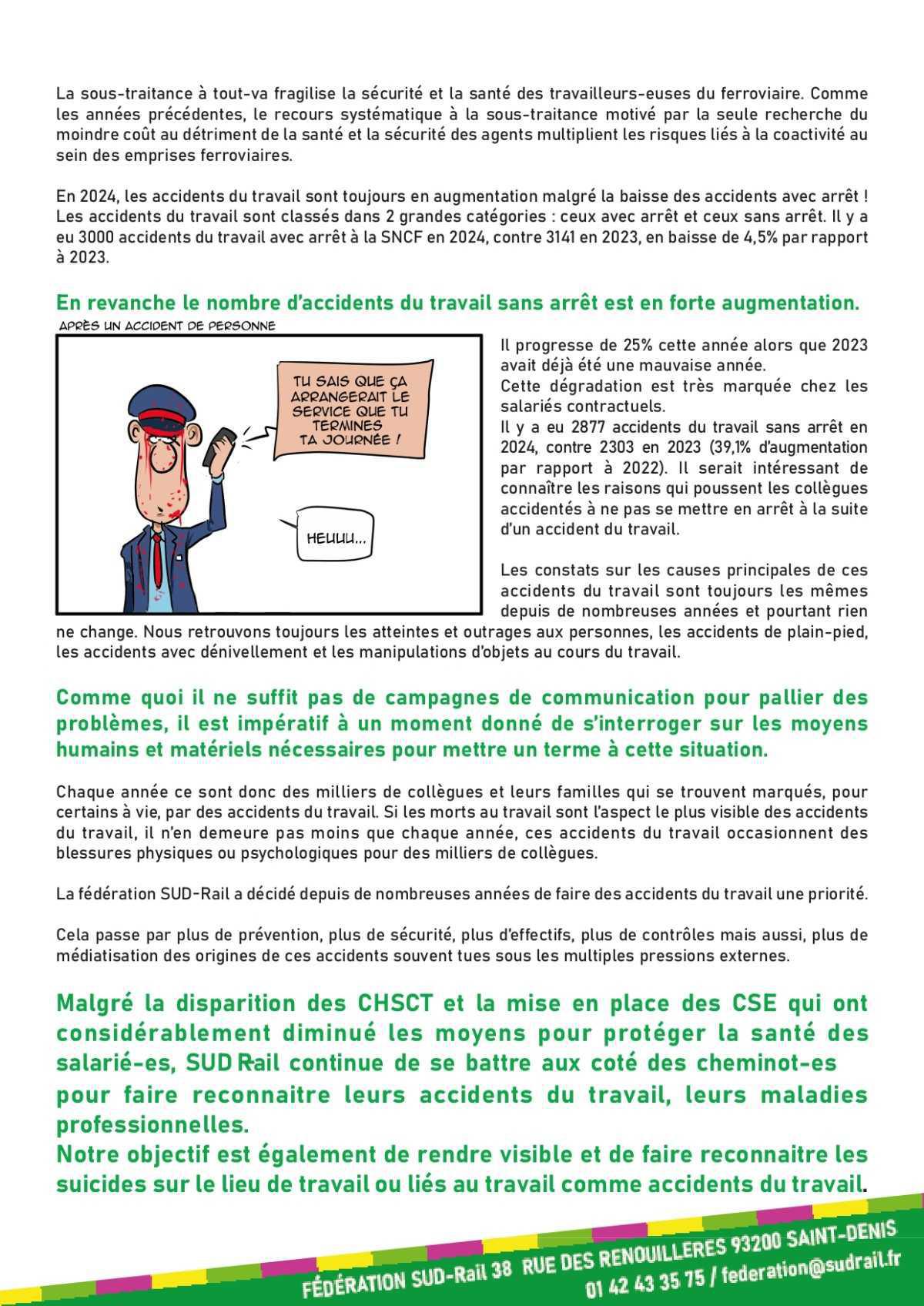 SUD-Rail // Les cheminots continuent de perdre leur vie à la gagner !