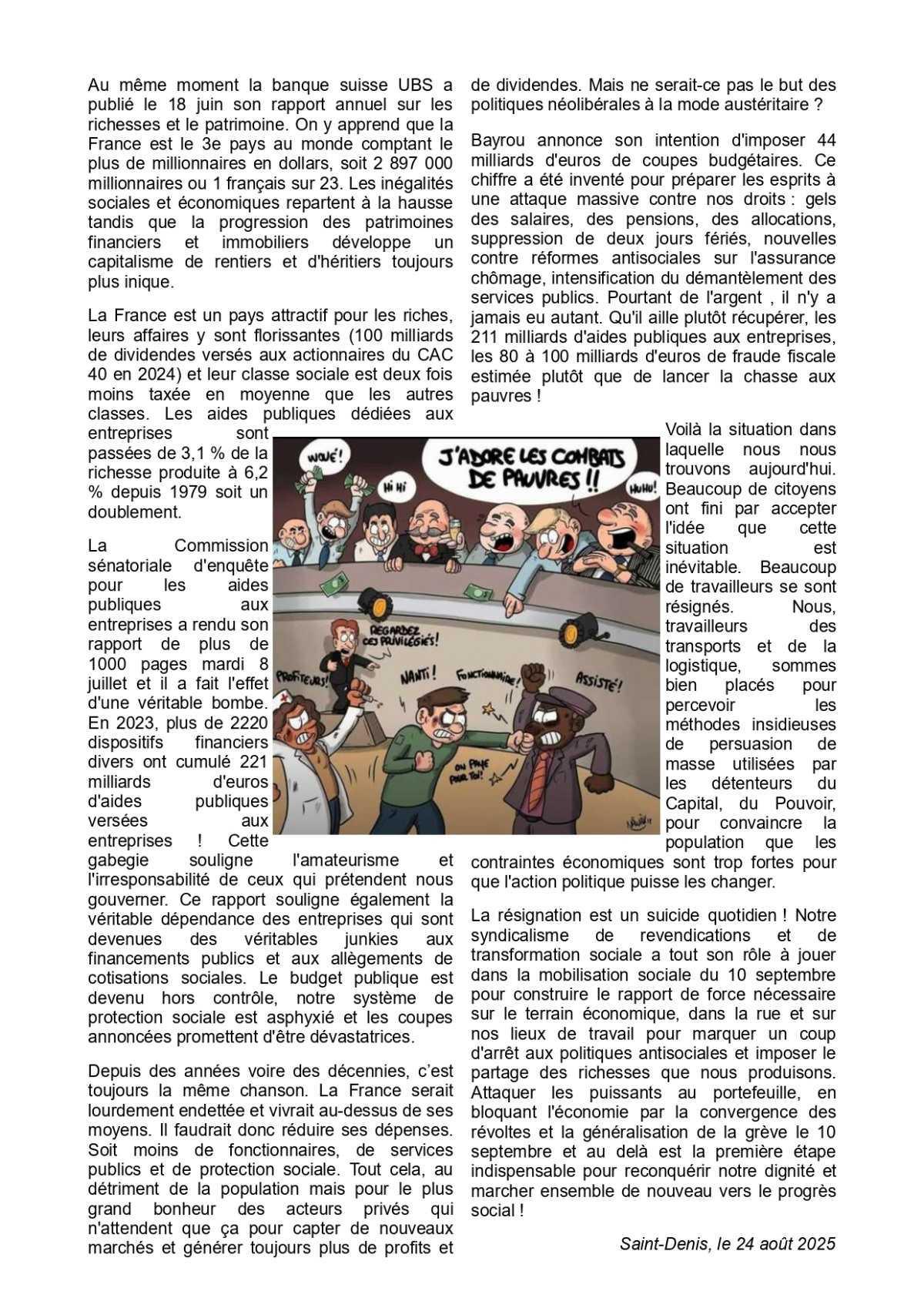 UST SUD // En grève et dans la rue le 10 septembre et au delà !