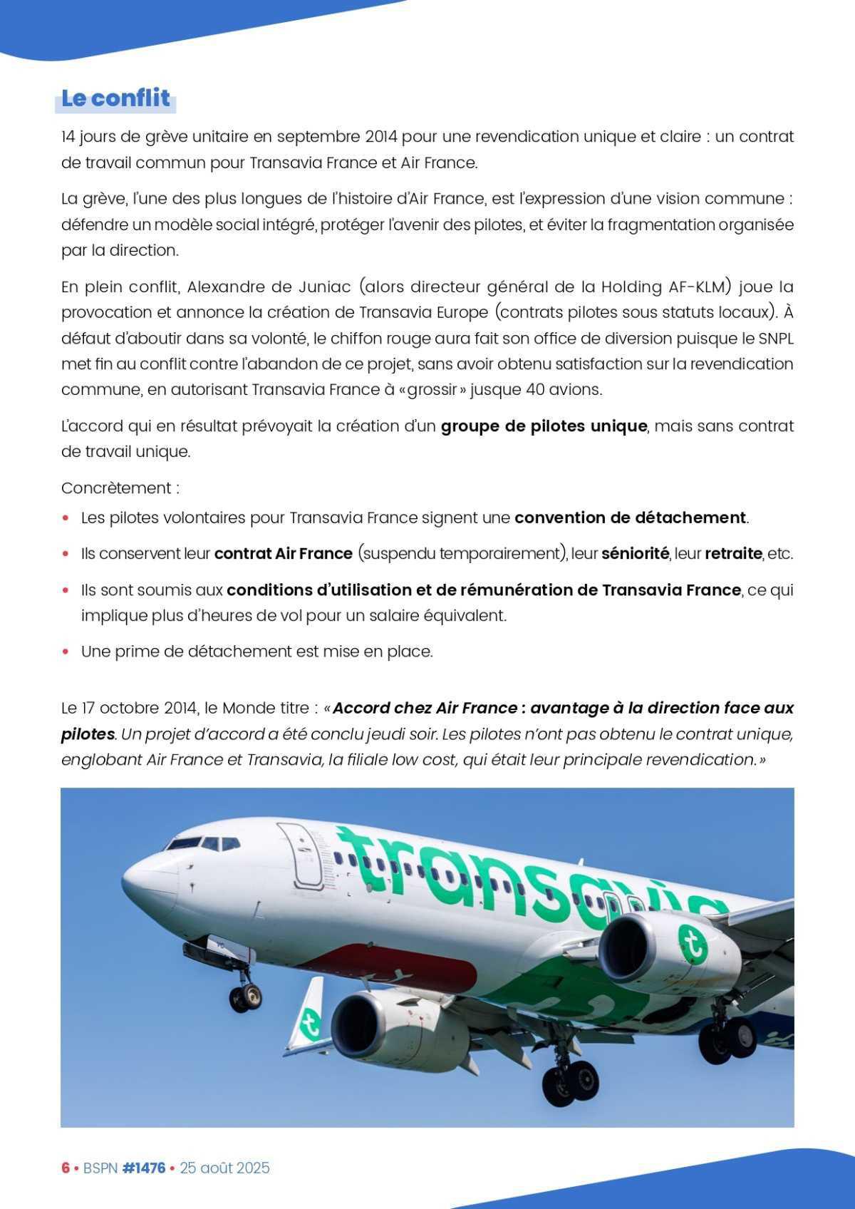 ALTER // Bulletin Syndical du Personnel Naviguant # 1476 du 25 août 2025