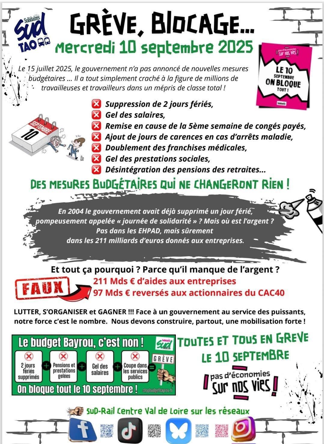 SUD TAO // grève, blocage... le 10 septembre !