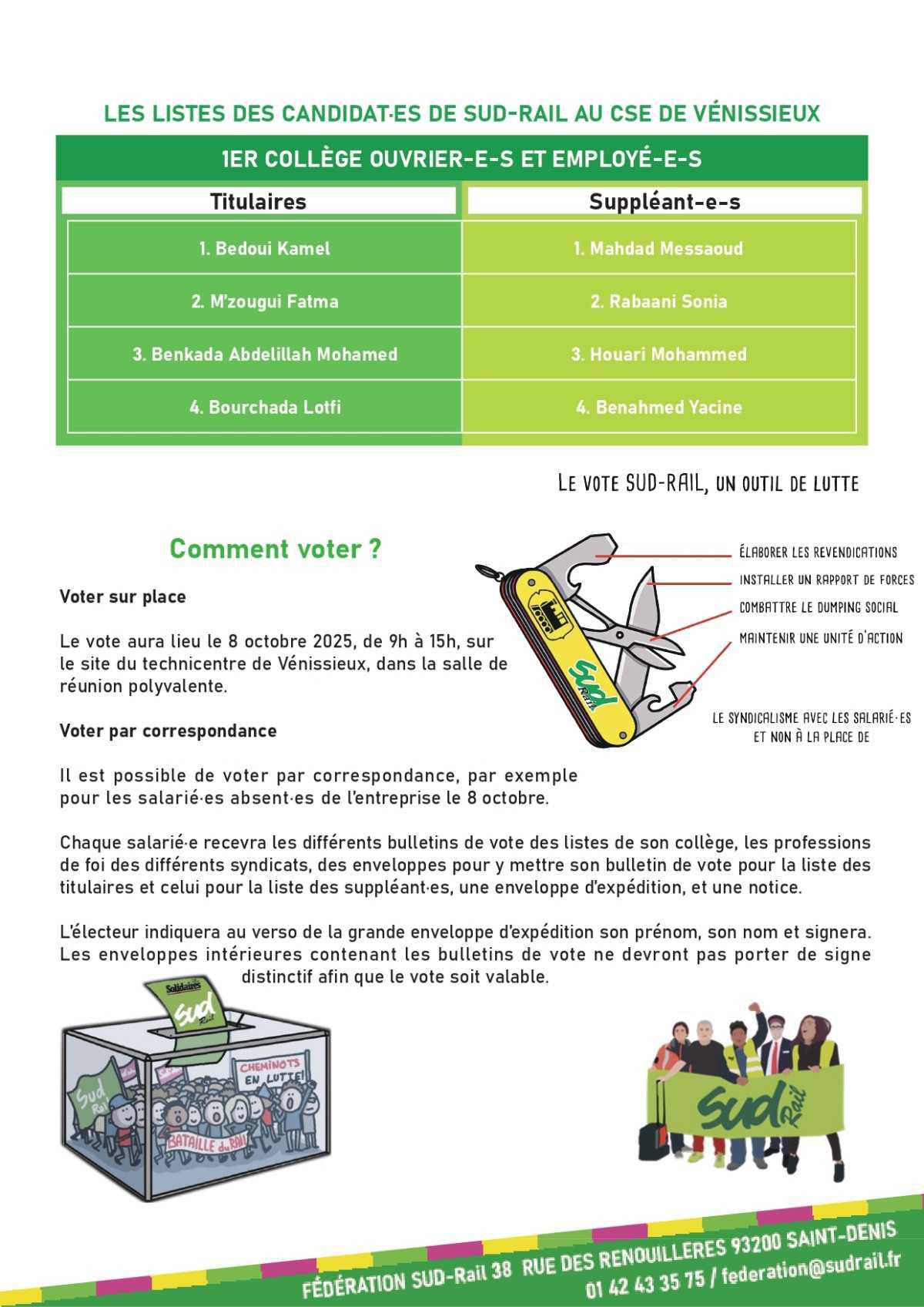 Élections CSE à la Pyrénéenne à Vénissieux : Votez SUD-Rail !