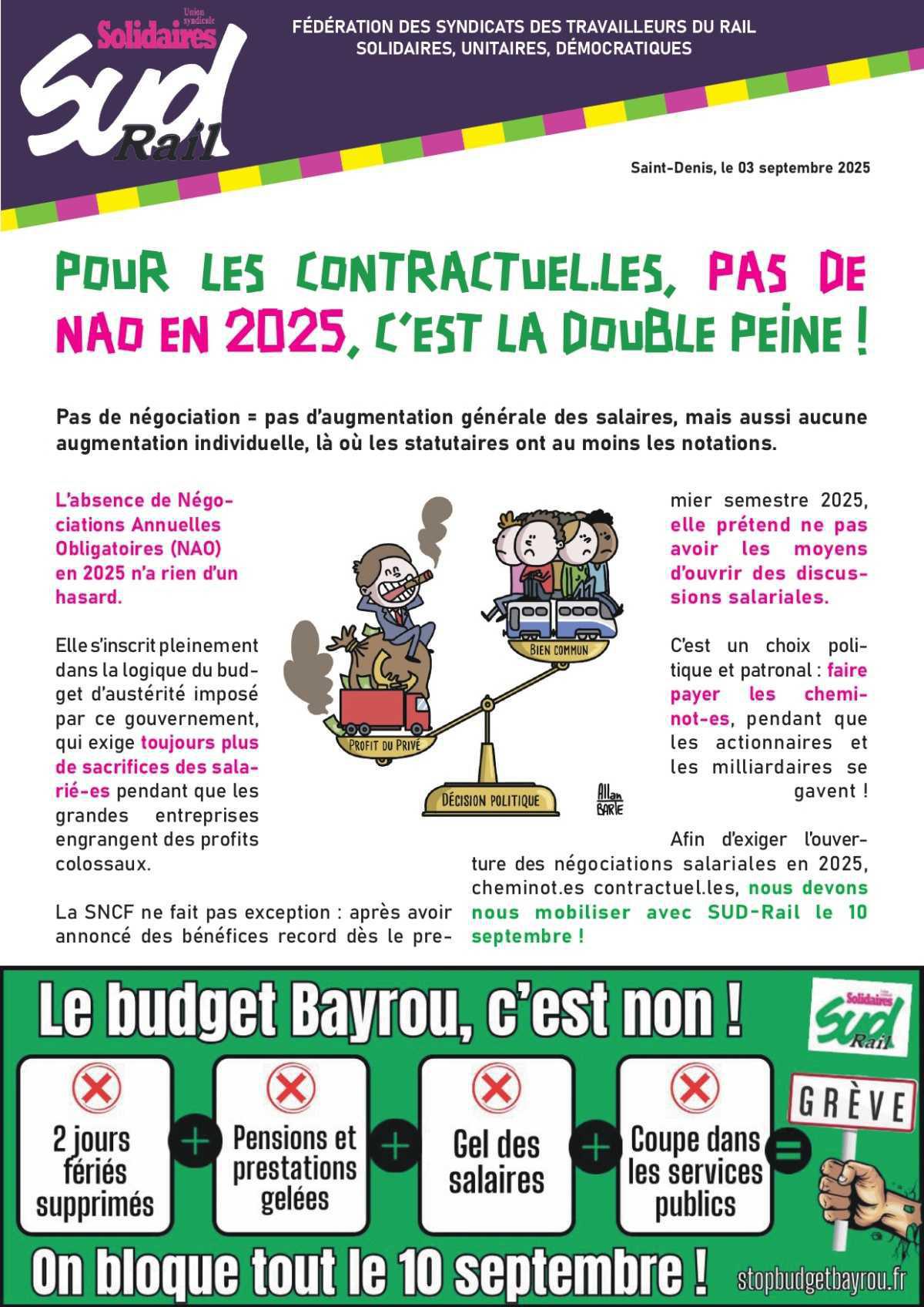 SUD-Rail // Pour les contractuels, pas de NAO, c'est la double peine !