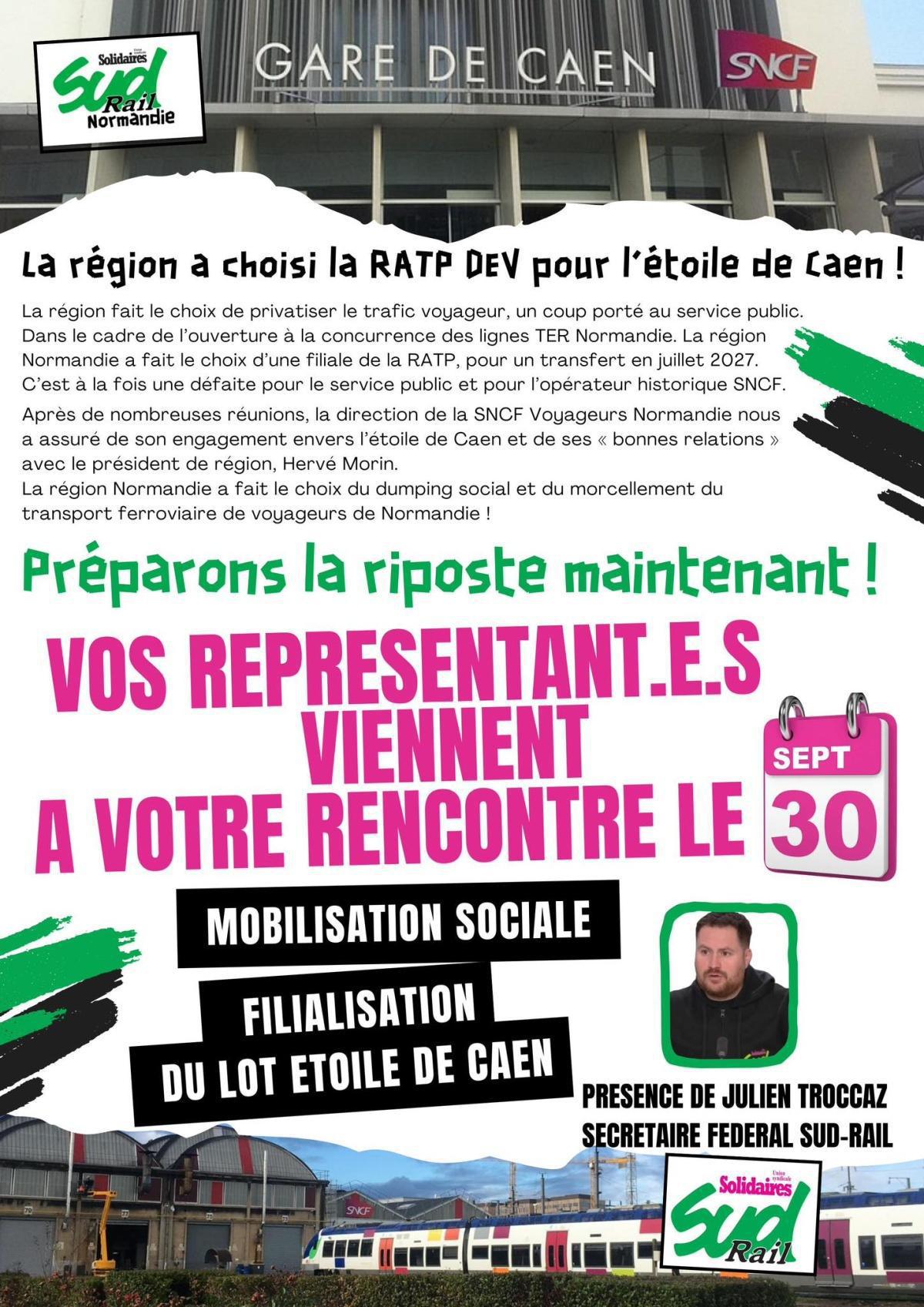 SUD-Rail // Après la sélection de RATP Dev pour le lot TER Étoile de Caen, préparons la riposte !