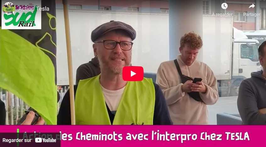 Vidéo SUD-Rail // 2 octobre : action directe chez Tesla !