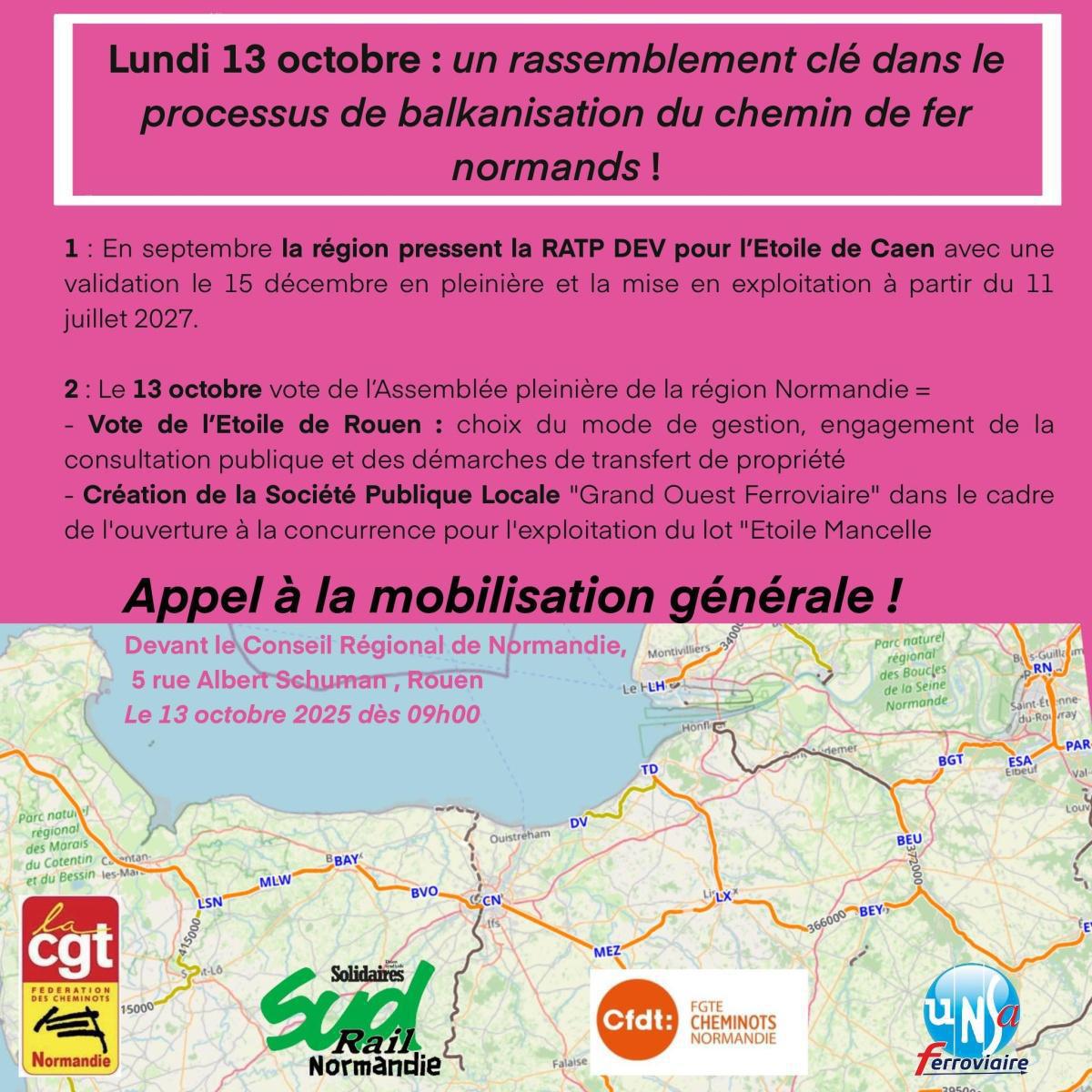 Appel contre la concurrence dans le ferroviaire le 13/10 à Rouen