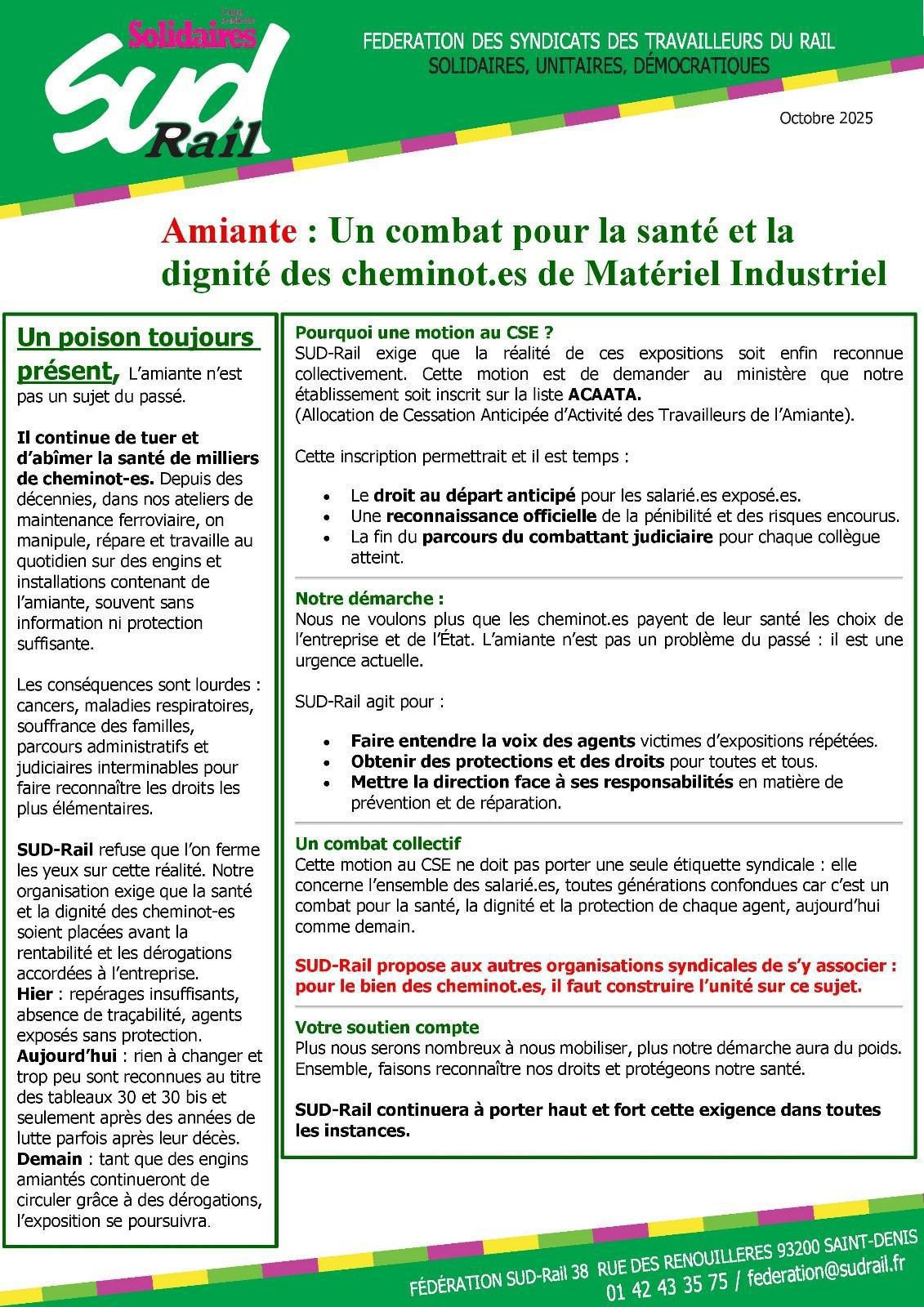 SUD-Rail // Amiante : un combat pour la santé et la dignité des cheminots du matériel