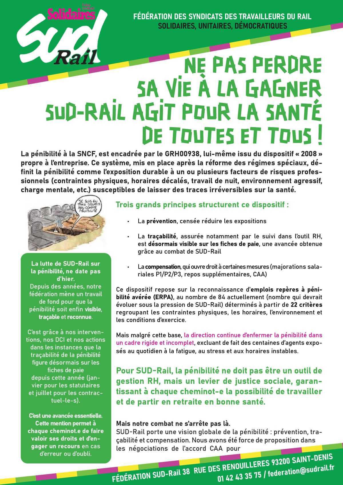 SUD-Rail // Tract pénibilité : Ne pas perdre sa vie à la gagner
