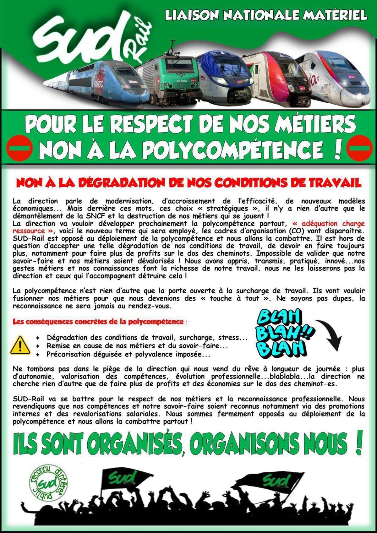 SUD-Rail Liaison matériel // Pour le respect de nos métiers : non à la polycompétence !