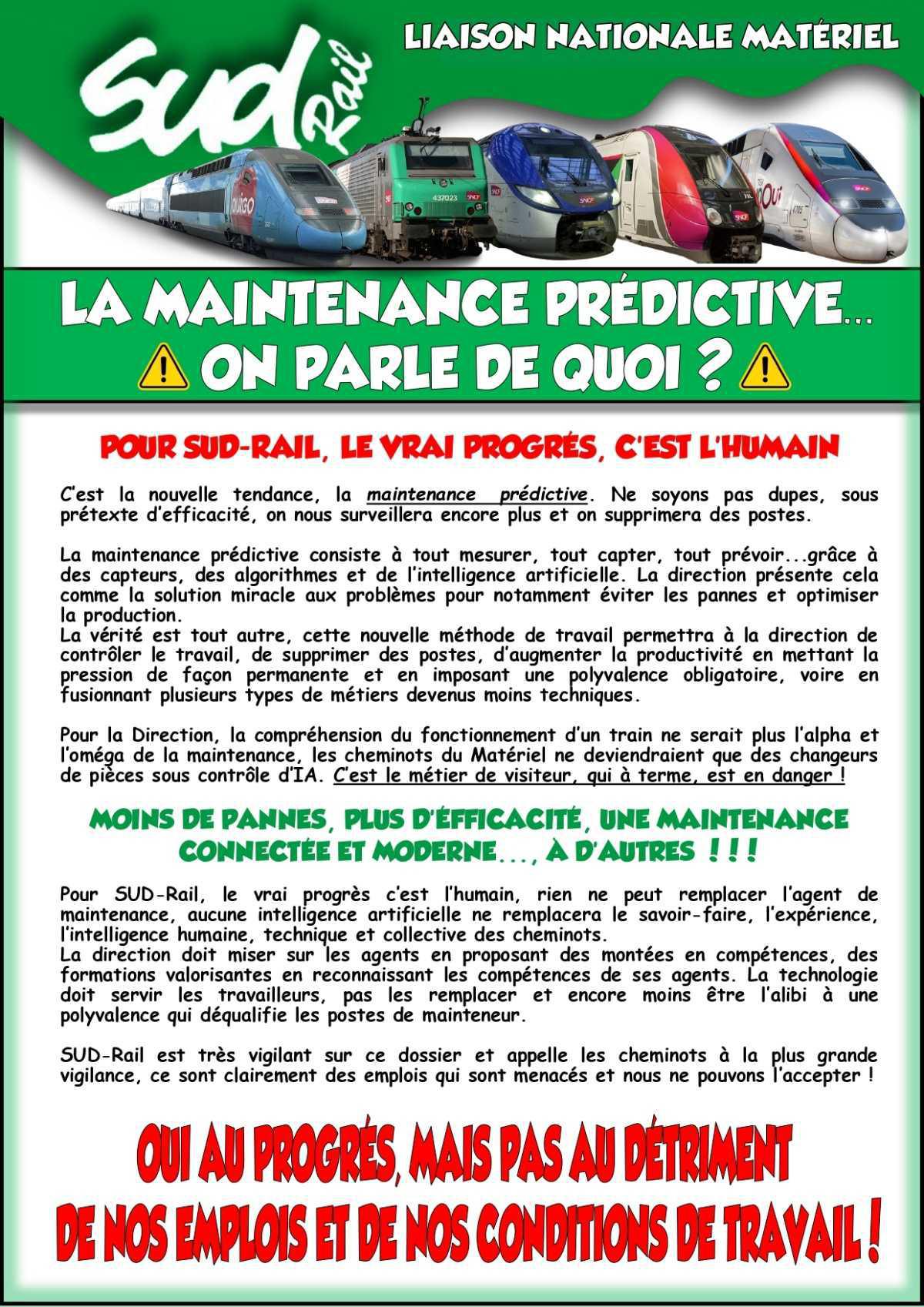 SUD-Rail Liaison matériel // La maintenance prédictive, on parle de quoi ?