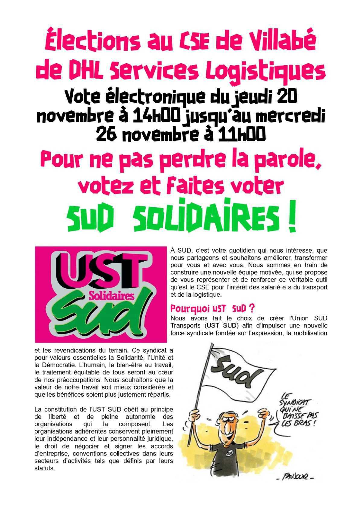 Élections CSE à DHL Services Logistiques Villabé : votez UST-SUD !