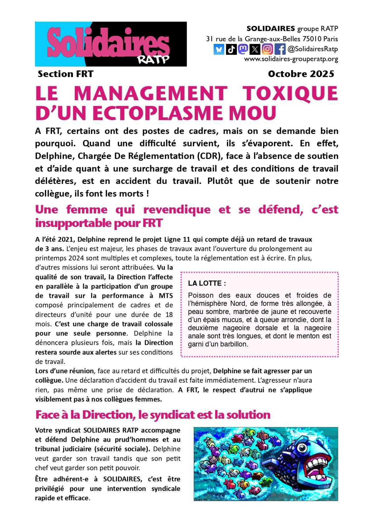 Solidaires RATP // Le management toxique d'un ectoplasme mou