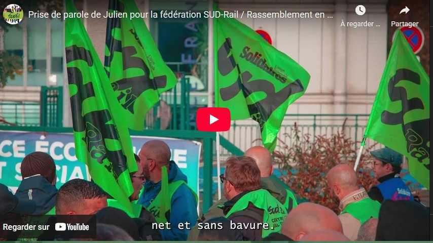 Vidéos SUD-Rail du rassemblement de soutien à Fabien Villedieu