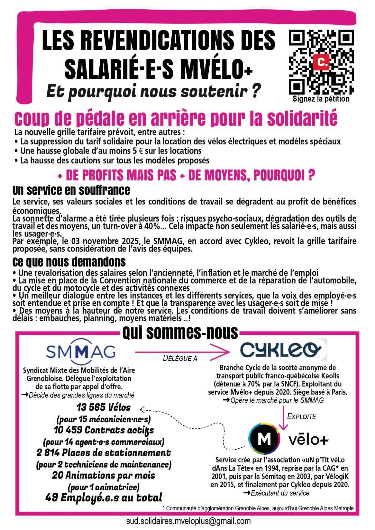 Union SUD Transports // Appel à la grève à MVÉLO + le 13 novembre à Grenoble