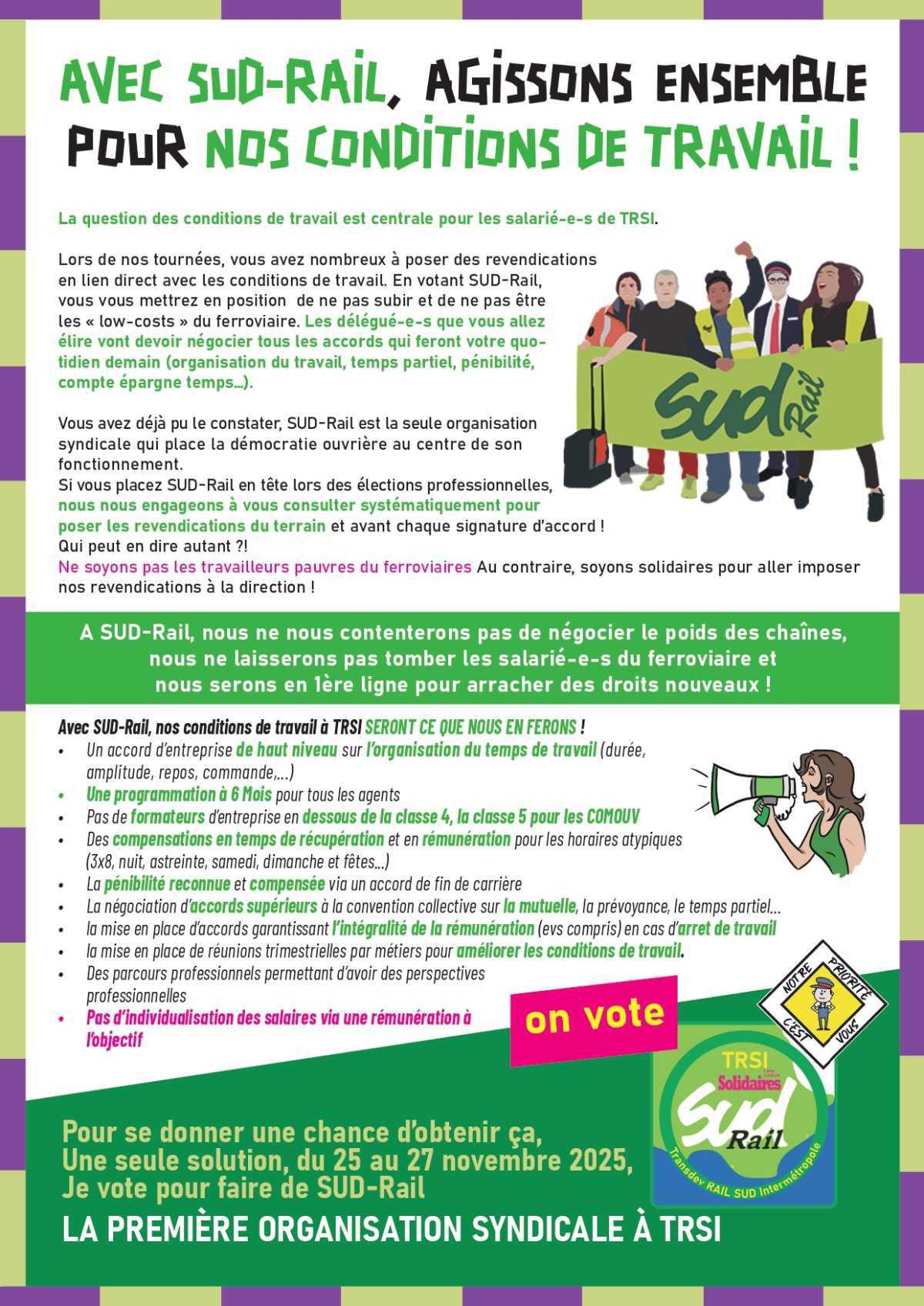 Élections CSE à TRSI : du 25 au 27 novembre faites de SUD-Rail le 1er syndicat !