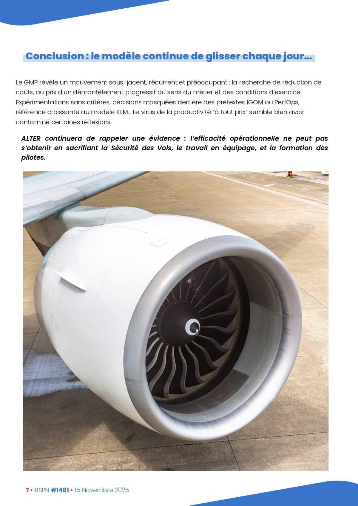 ALTER // Bulletin Syndical du Personnel Naviguant # 1481 du 15 novembre 2025