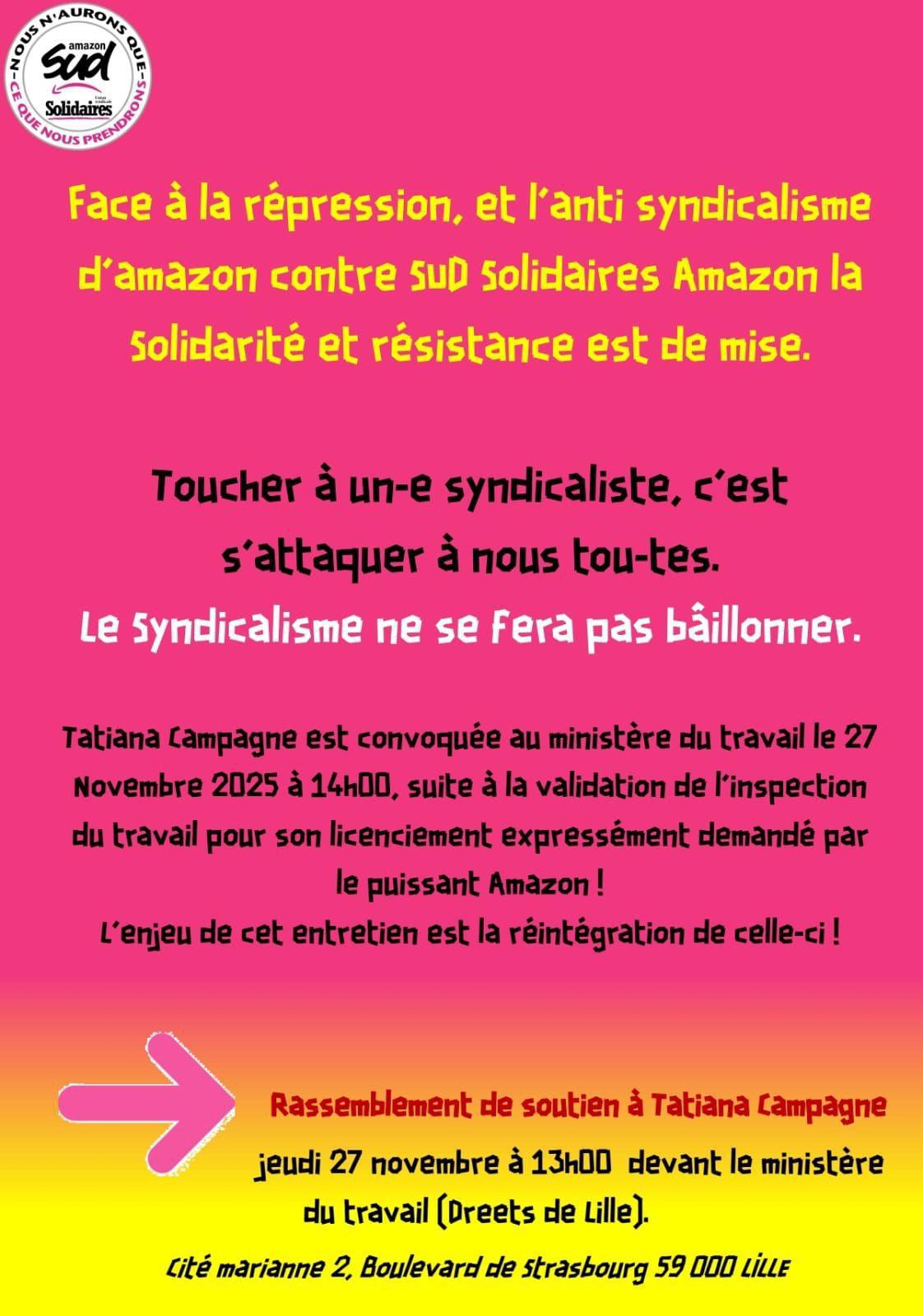 SUD AMAZON LIL1 // Rassemblement de soutien le 27/11 à Lille