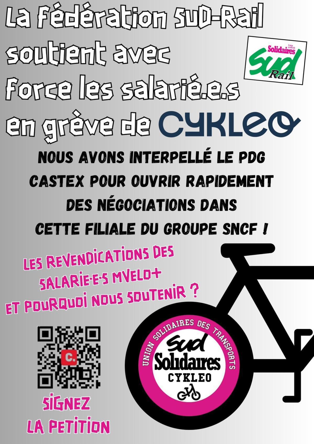 SUD-Rail soutient les grévistes de CYKLEO