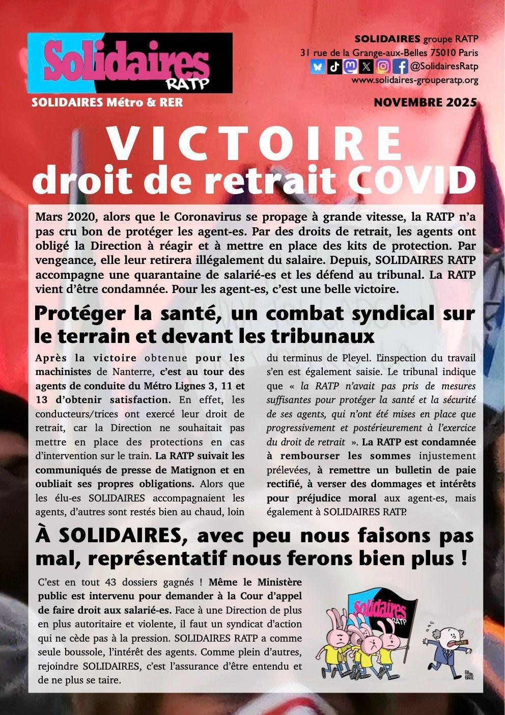 Solidaires RATP // Victoire sur le droit de retrait Covid