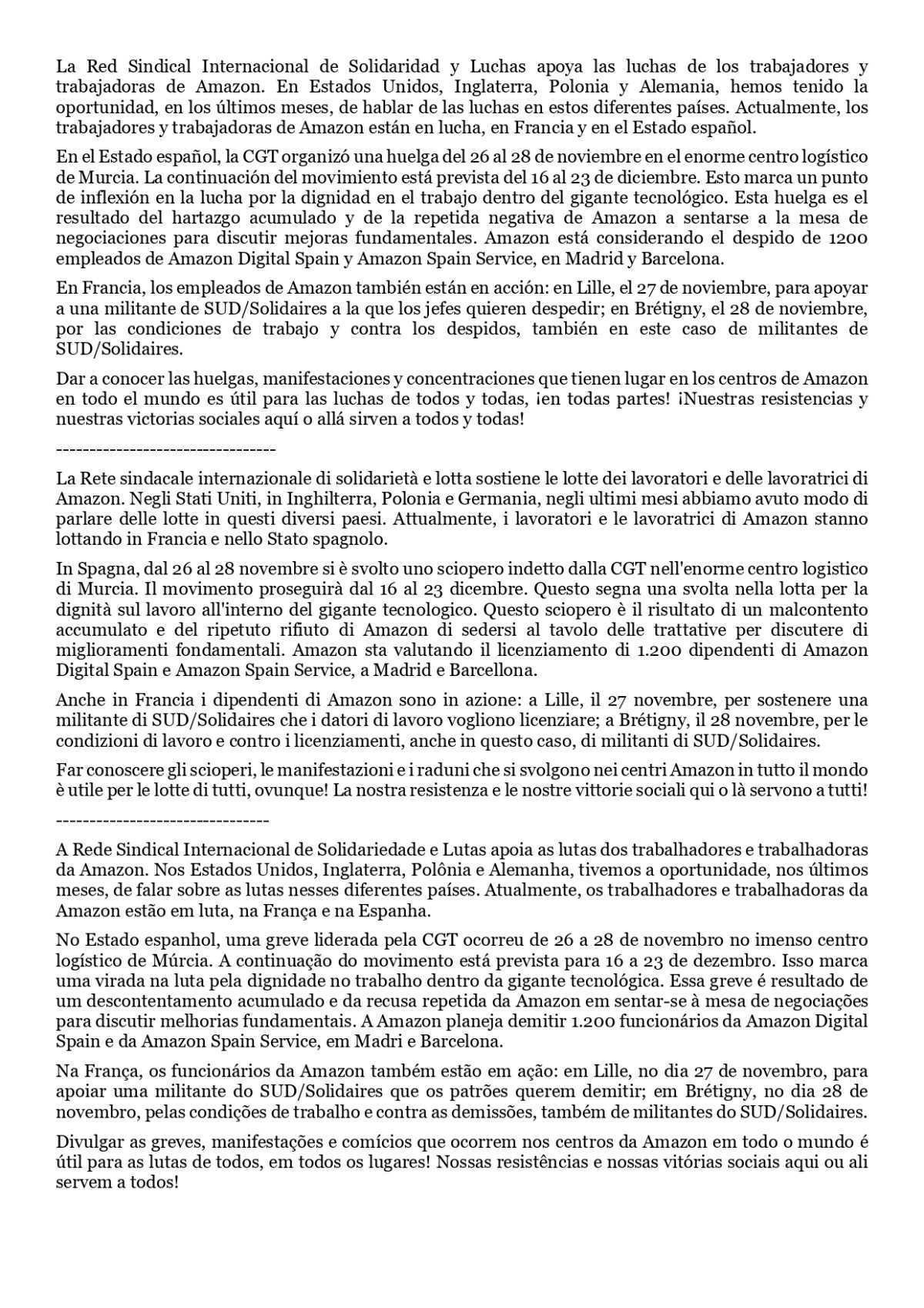 RSISL // AMAZON en lutte !