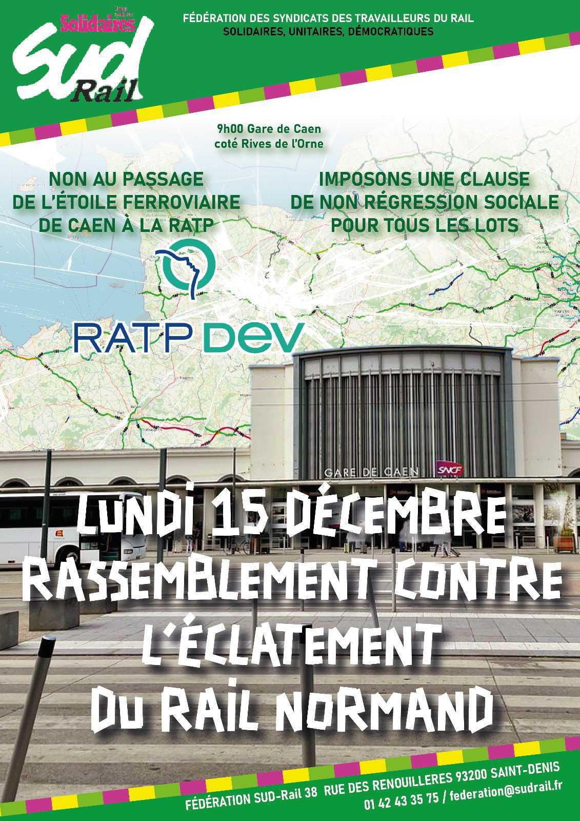 SUD-Rail // Rassemblement contre l'éclatement du rail normand le 15/12 à Caen