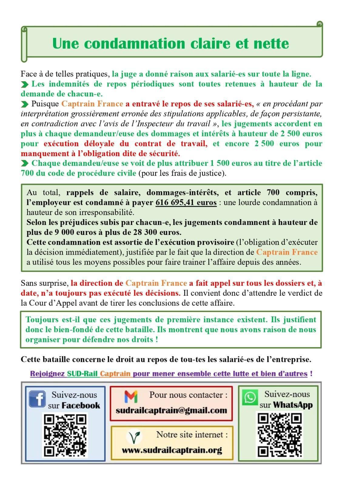 Monumentale victoire juridique de SUD-Rail chez CAPTRAIN !