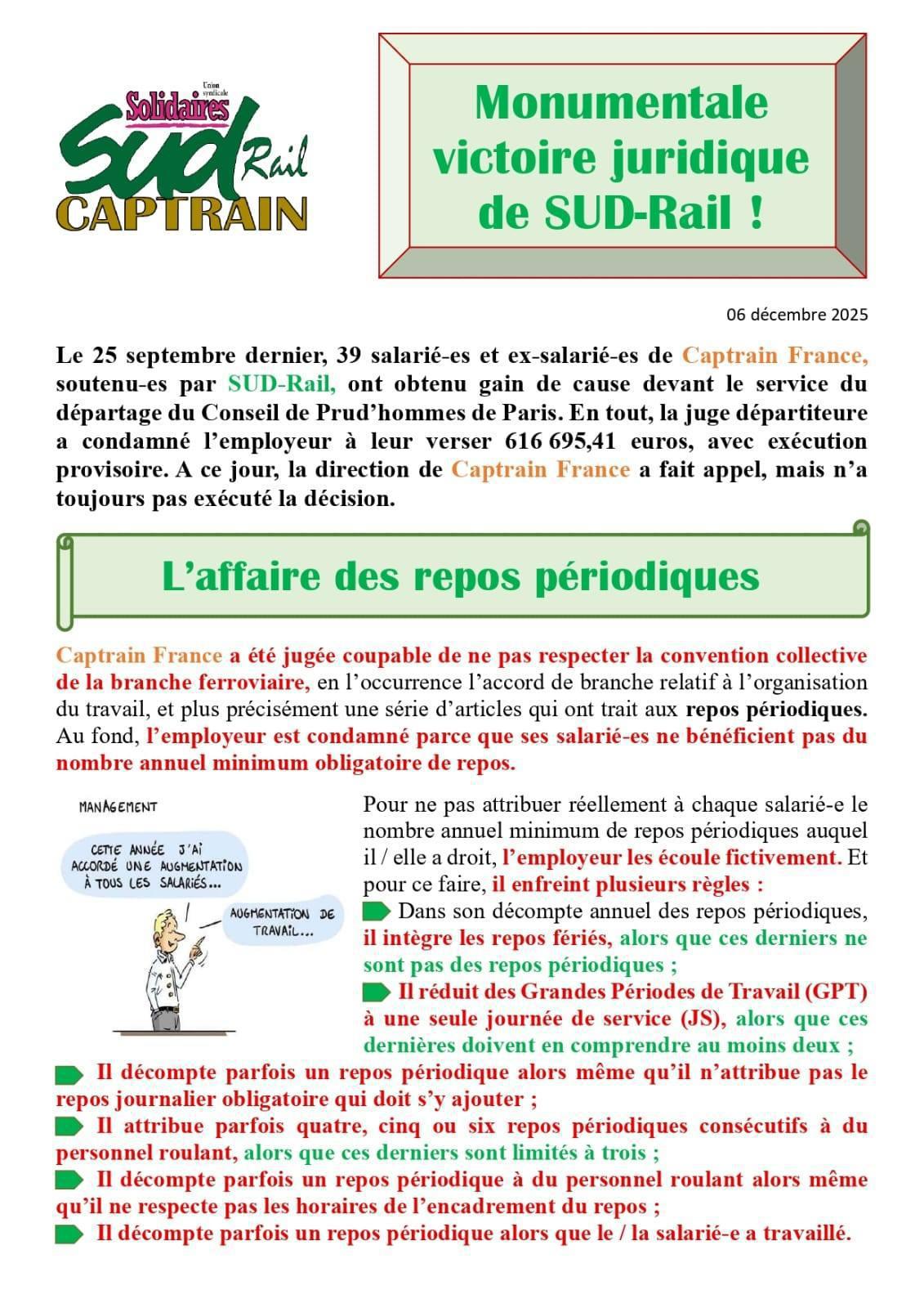 Monumentale victoire juridique de SUD-Rail chez CAPTRAIN !