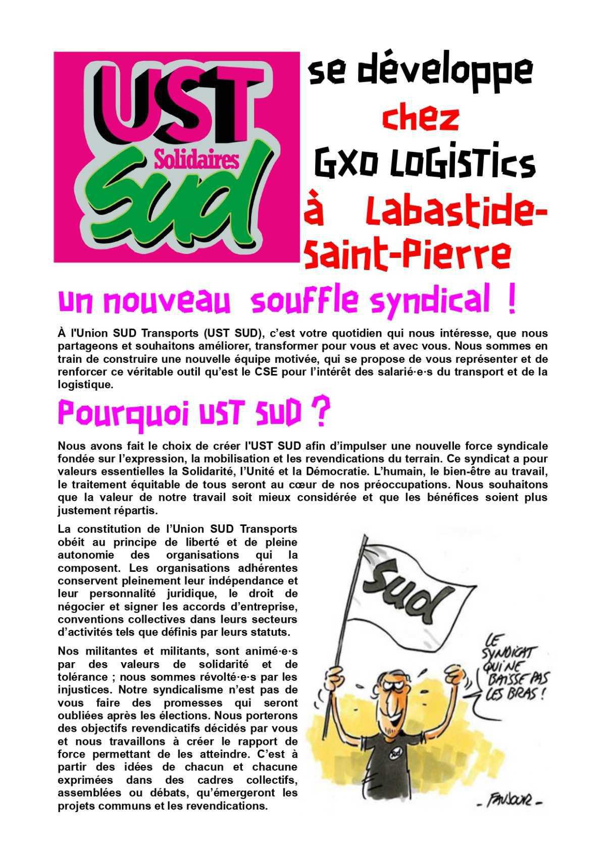 L'Union SUD Transports se développe à GXO Logistics Labastide-Saint-Pierre