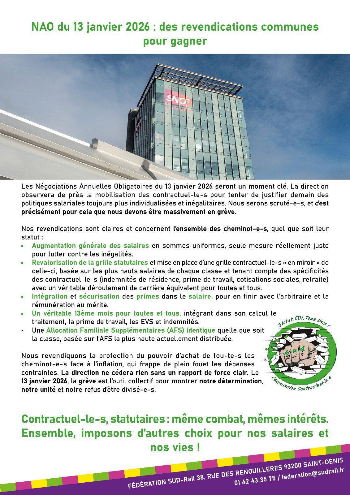 SUD-Rail // NAO du 13 janvier, période de gel... sauf pour les salaires !