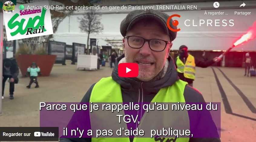 Vidéo SUD-Rail cet après-midi en gare de Paris Lyon // TRENITALIA RENDS L'ARGENT!