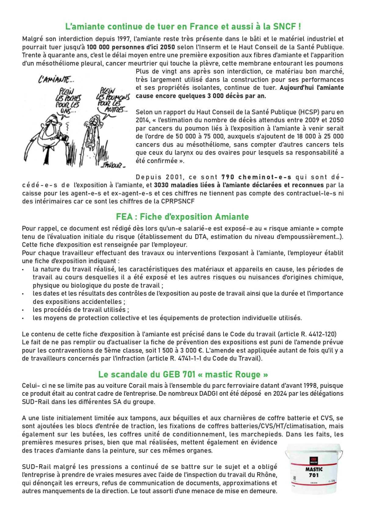 Amiante en 2025, SUD-Rail toujours sur le front !
