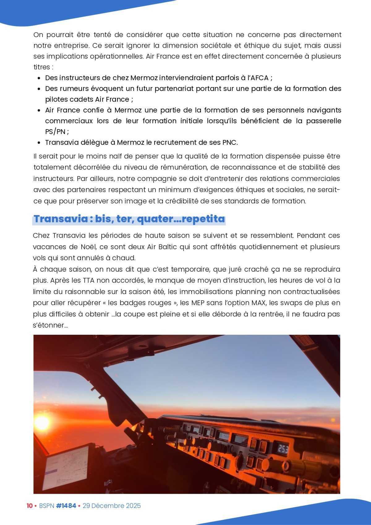 ALTER // Bulletin Syndical du Personnel Naviguant # 1484 Rétrospective 2025